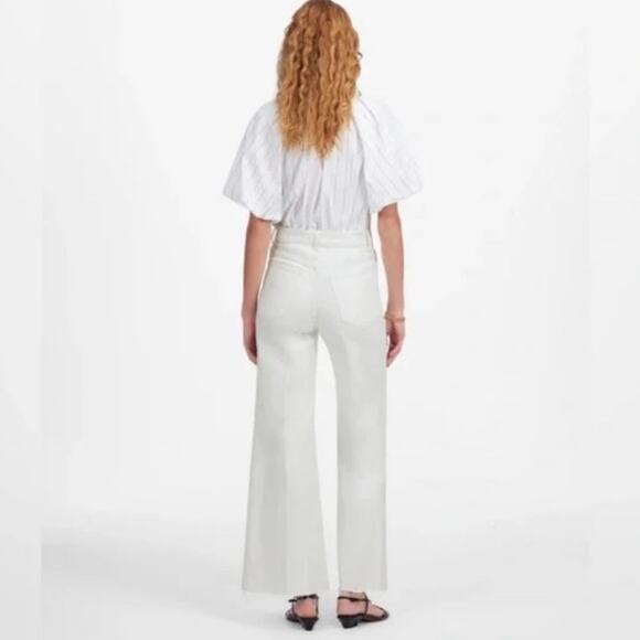 NWT Madewell Flared Wide-Leg Crop Jeans in Pure White Size 26 - Picture 3 of 16